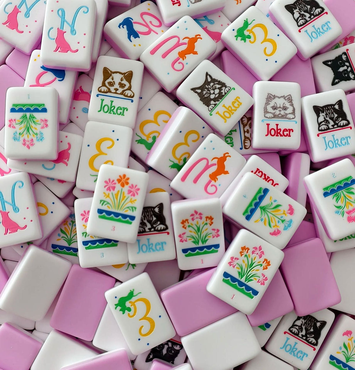Cute Cat & Dog | American Mahjong Tiles Set