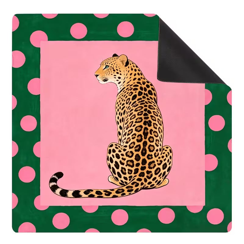 Leopard Floral Mahjong Table Mat